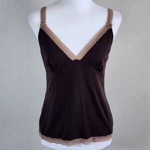 Babydoll Lace Trim Tank Top Cami Womens L Y2K Bella Swan Elena Whimsigoth Grunge